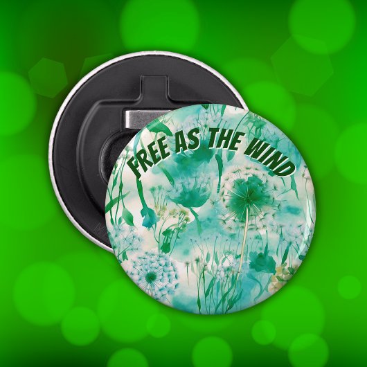 Elegant Paardenbloem Monogram Groen en Wit | Button Flesopener