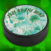 Elegant Paardenbloem Monogram Groen en Wit | Hockey Puck