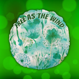 Elegant Paardenbloem Monogram Groen en Wit | Rond Kussen