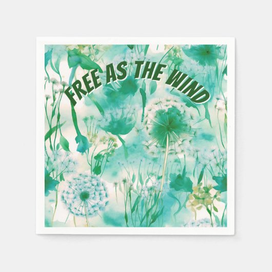 Elegant Paardenbloem Monogram Groen en Wit | Servet (Voorkant)