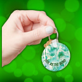 Elegant Paardenbloem Monogram Groen en Wit | Sleutelhanger