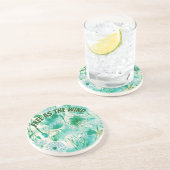 Elegant Paardenbloem Monogram Groen en Wit | Zandsteen Onderzetter (Zijkant)