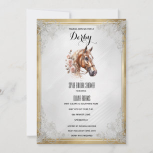 Elegant Paardenhoofd in Waterverf & Roze Pioenroze Kaart