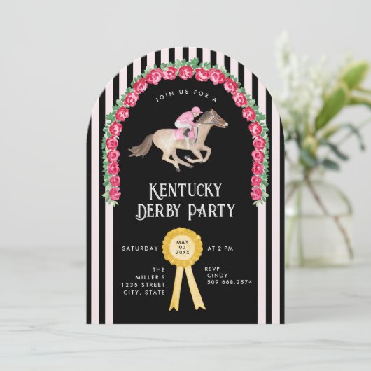 Elegant Paardenrace Derby Party Kaart (Staand voorkant)