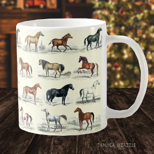 Elegant  paardenraspatroon koffiemok