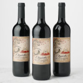 Elegant paardenrood en goud perkament papier wijn etiket (Flessen)