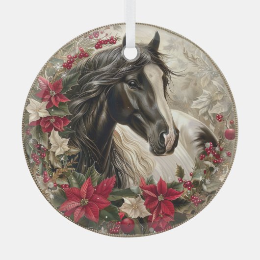 Elegant Paardrijden Kerstmis Glas Ornament (Voorkant)