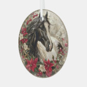 Elegant Paardrijden Kerstmis Glas Ornament (Voorkant links)
