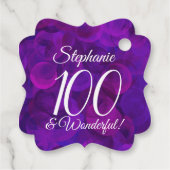 Elegant Paars 100 en geweldige Birthday Party Bedankjes Labels (Achterkant)