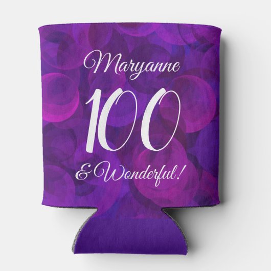 Elegant Paars 100 en geweldige Birthday Party Blikjeskoeler (Achterkant)