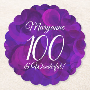 Elegant Paars 100 en geweldige Birthday Party Kartonnen Onderzetters