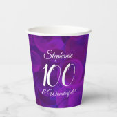 Elegant Paars 100 en geweldige Birthday Party Papieren Bekers (Achterkant)