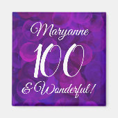 Elegant Paars 100 en geweldige verjaardag Magneet (Voorkant)
