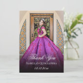 Elegant Paars 15e verjaardag Quinceanera Bedankkaart (Staand voorkant)