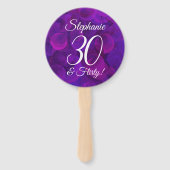 Elegant Paars 30 en Flirty Birthday Hand Fan Handwaaier (Achterkant)