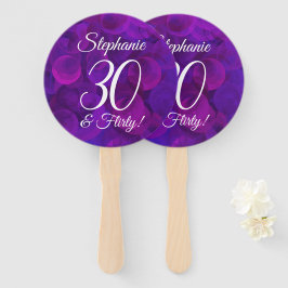 Elegant Paars 30 en Flirty Birthday Hand Fan Handwaaier