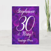 Elegant Paars 30 en Vluchtige gepersonaliseerde ve Kaart (Voorkant)