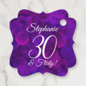 Elegant Paars 30 en Vluchtige verjaardag Bedankjes Labels (Achterkant)