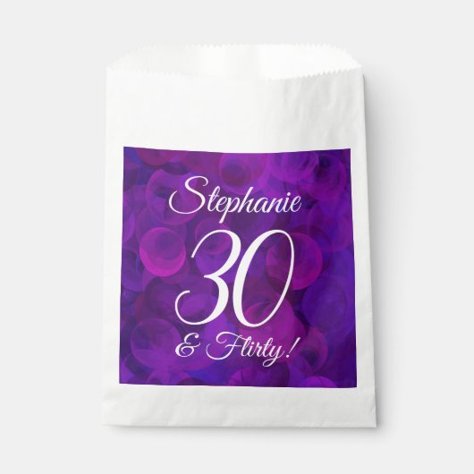 Elegant Paars 30 en Vluchtige verjaardag Bedankzakje (Voorkant)