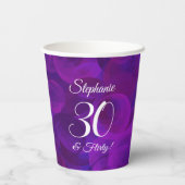 Elegant Paars 30 & Vluchtige verjaardag Papieren Bekers (Achterkant)