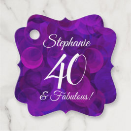 Elegant Paars 40 en Fabulous Birthday Party Bedankjes Labels