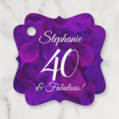 Elegant Paars 40 en Fabulous Birthday Party Bedankjes Labels (Voorkant)