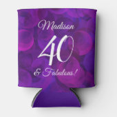 Elegant Paars 40 en Fabulous Birthday Party Blikjeskoeler (Voorkant)