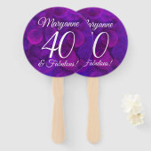 Elegant Paars 40 en Fabulous Birthday Party Handwaaier (Voorkant en achterkant)