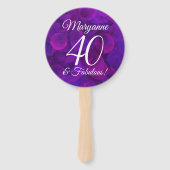 Elegant Paars 40 en Fabulous Birthday Party Handwaaier (Voorkant)