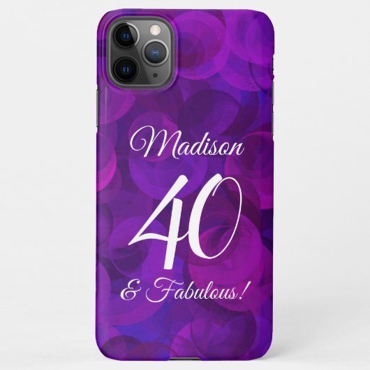 Elegant Paars 40 en Fabulous Birthday Party iPhone Hoesje (Achterkant)