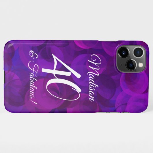 Elegant Paars 40 en Fabulous Birthday Party iPhone Hoesje (Achterkant horizontaal)