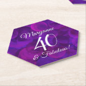 Elegant Paars 40 en Fabulous Birthday Party Kartonnen Onderzetters (Schuin)