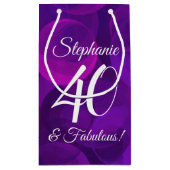 Elegant Paars 40 en Fabulous Birthday Party Klein Cadeauzakje (Achterkant)