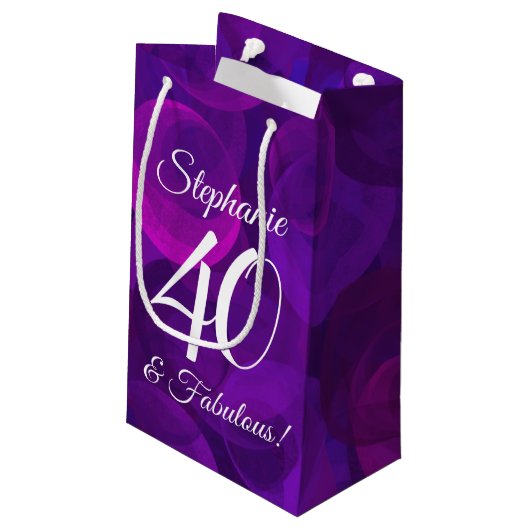 Elegant Paars 40 en Fabulous Birthday Party Klein Cadeauzakje (Achterkant Gekanteld)
