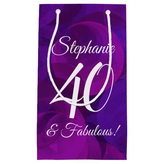 Elegant Paars 40 en Fabulous Birthday Party Klein Cadeauzakje (Voorkant)