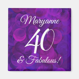 Elegant Paars 40 en Fabulous Birthday Party Magneet