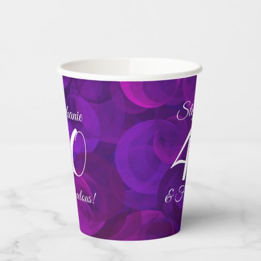 Elegant Paars 40 en Fabulous Birthday Party Papieren Bekers (Links)