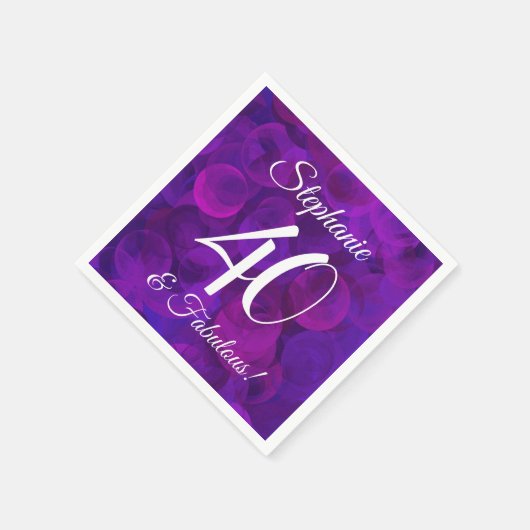 Elegant Paars 40 en Fabulous Birthday Party Servet (Hoek)