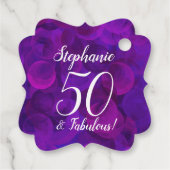Elegant Paars 50 en Fabulous Birthday Party Bedankjes Labels (Achterkant)