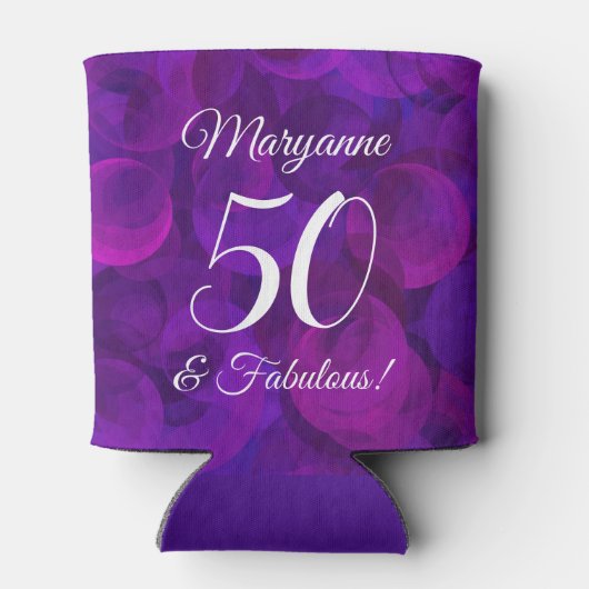 Elegant Paars 50 en Fabulous Birthday Party Blikjeskoeler (Achterkant)