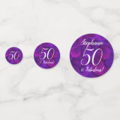 Elegant Paars 50 en Fabulous Birthday Party Confetti (Voorkanten)