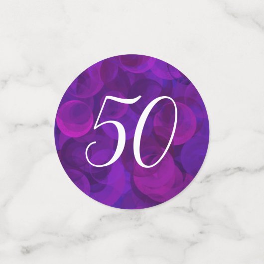 Elegant Paars 50 en Fabulous Birthday Party Confetti (Kleine voorkant)