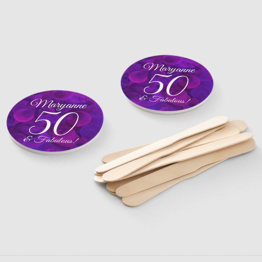 Elegant Paars 50 en Fabulous Birthday Party Handwaaier (Niet-gemonteerd)