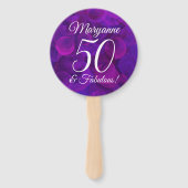 Elegant Paars 50 en Fabulous Birthday Party Handwaaier (Voorkant)