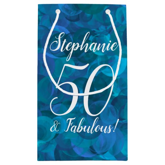 Elegant Paars 50 en Fabulous Birthday Party Klein Cadeauzakje (Achterkant)