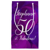 Elegant Paars 50 en Fabulous Birthday Party Klein Cadeauzakje (Voorkant)