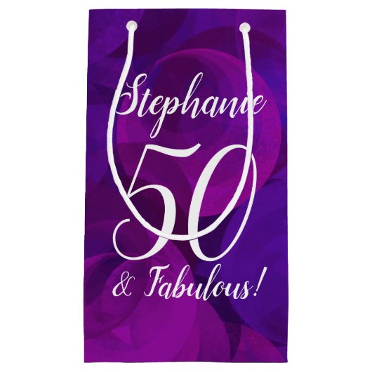 Elegant Paars 50 en Fabulous Birthday Party Klein Cadeauzakje (Voorkant)