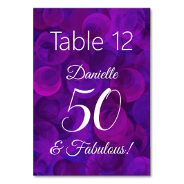 Elegant Paars 50 en Fabulous Birthday Party Name Kaart