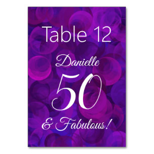 Elegant Paars 50 en Fabulous Birthday Party Name Kaart