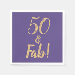 Elegant Paars "50 & Fab!" 50e verjaardag Servet